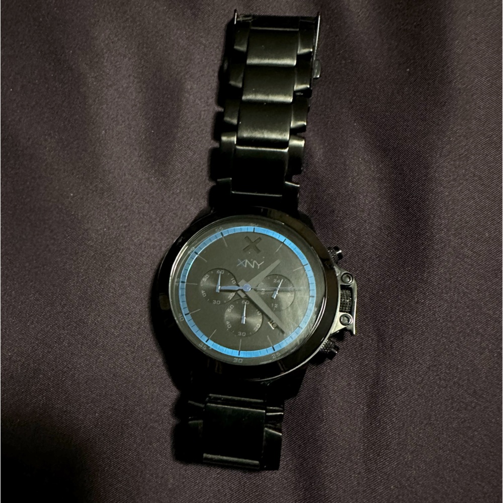 XNY Men's Black-lon Stainless Steel
Chronograph Watch